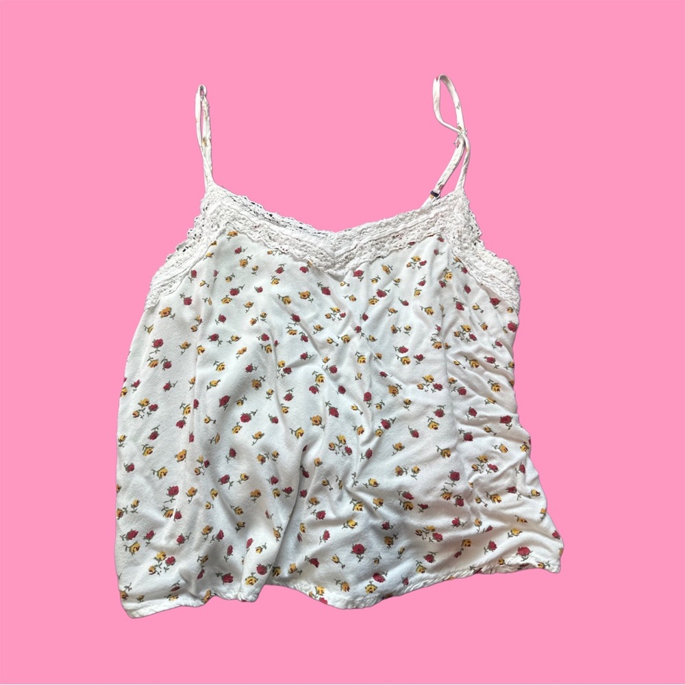 Hollister White Floral Lace Camisole